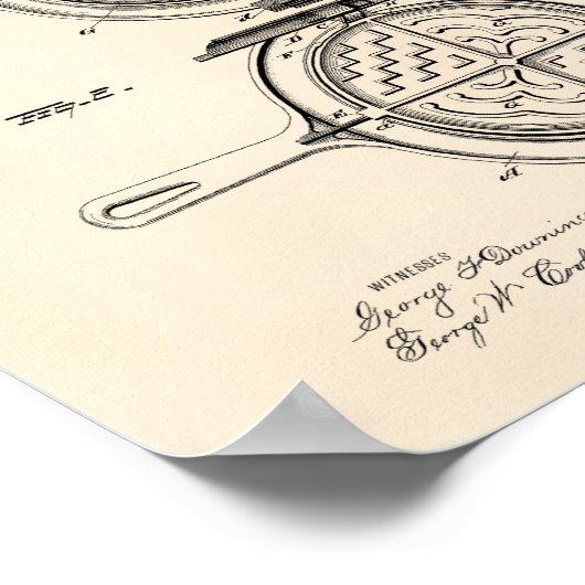 Waffeleisen 1883 Patent Art Old Peper Poster (Ecke)