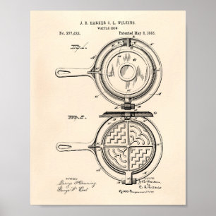 Waffeleisen 1883 Patent Kunst Altes Peper Poster