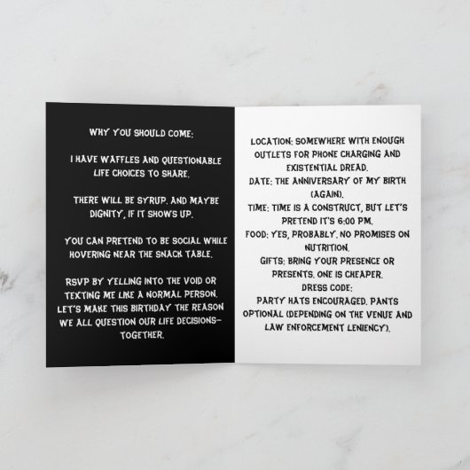 Waffelgefühlte Satirische Geburtstagsbash Einladung (Innenseite)