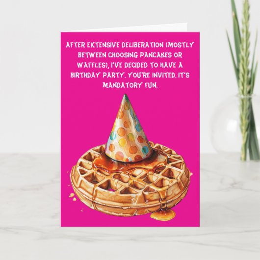 Waffelgefühlte Satirische Geburtstagsbash Einladung (Vorderseite)