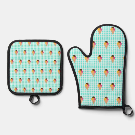 Waffelkegel Ofenhandschuh & Topflappen-Set (Vorderseite)
