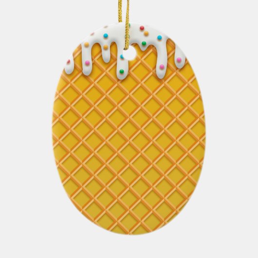 Waffelkone aus Eiscreme mit Sprinklen Keramik Ornament (Hinten)