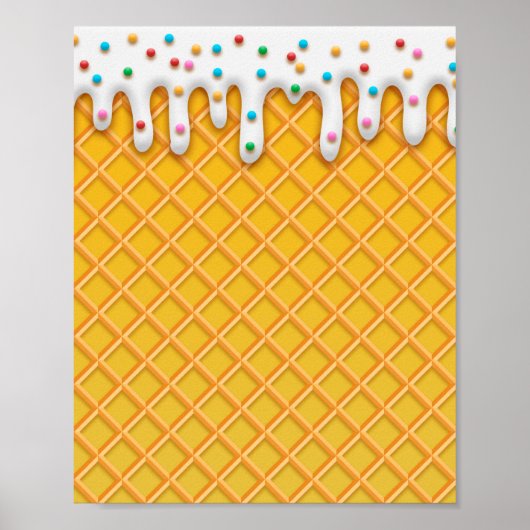 Waffelkone aus Eiscreme mit Sprinklen Poster (Vorne)