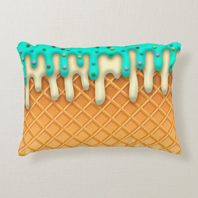 Waffelkone mit Sprinklen aus Eis, Tropfen Dekokissen (Vorderseite)