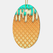Waffelkone mit Sprinklen aus Eis, Tropfen Keramik Ornament (Links)