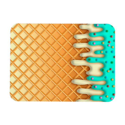 Waffelkone mit Sprinklen aus Eis, Tropfen Magnet (Horizontal)