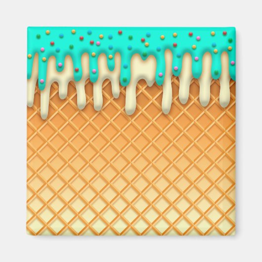 Waffelkone mit Sprinklen aus Eis, Tropfen Magnet (Vorne)