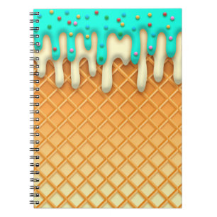 Waffelkone mit Sprinklen aus Eis, Tropfen Notizblock