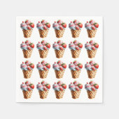 Waffelkone, Schokolade, Erdbeere, Toppen Serviette (Vorderseite)