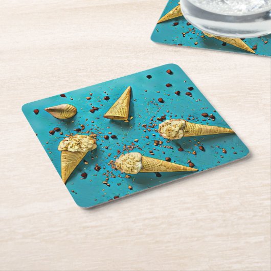 Waffelkons Rechteckiger Pappuntersetzer (angewinkelt)