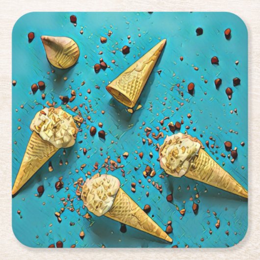 Waffelkons Rechteckiger Pappuntersetzer (Vorderseite)