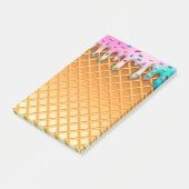 Waffelkronenpink mit Sprinklen aus Eiscreme-Tropfe Post-it Klebezettel (angewinkelt)