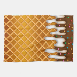 Waffelkronenschokolade und Vanilla-Tropfen Geschirrtuch