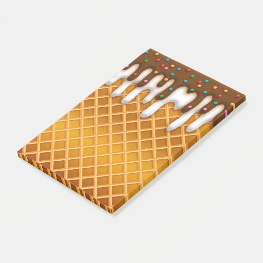 Waffelkronenschokolade und Vanilla-Tropfen Post-it Klebezettel (angewinkelt)