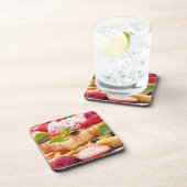 Waffelkuchen mit frischem Beerenobst Getränkeuntersetzer (Rechte Seite)