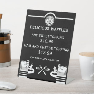 Waffelladen oder Popfood-Stall Sockelschild