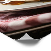 Waffeln auf Platte mit Sirup und Knopfdruck Poster (Ecke)