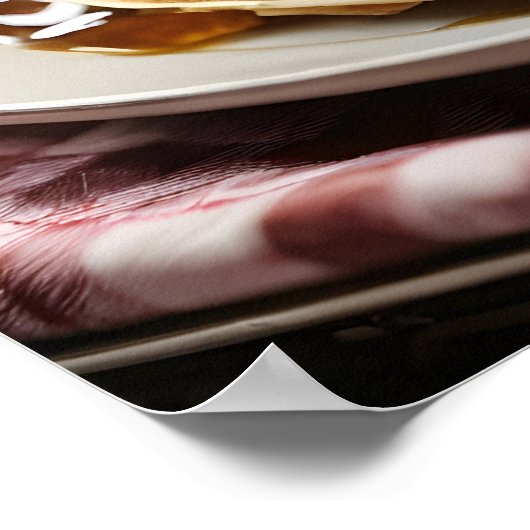 Waffeln auf Platte mit Sirup und Knopfdruck Poster (Ecke)