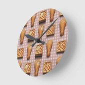 Waffeln aus Gingham Runde Wanduhr (Winkel)