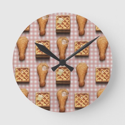 Waffeln aus Gingham Runde Wanduhr (Vorderseite)