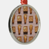 Waffeln aus Gingham Silbernes Ornament (Rechts)