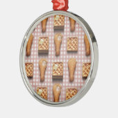 Waffeln aus Gingham Silbernes Ornament (Links)