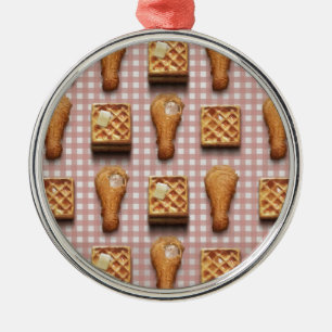 Waffeln aus Gingham Silbernes Ornament
