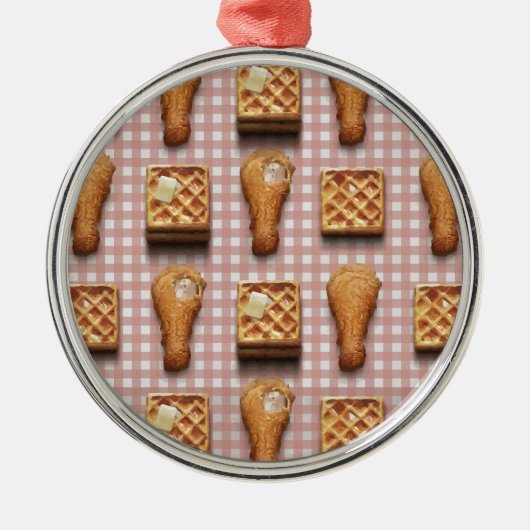 Waffeln aus Gingham Silbernes Ornament (Vorne)