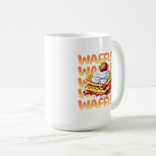 Waffeln, bedeckt in Erdbeeren Kaffeetasse (VorderseiteRechts)