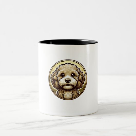 Waffeln die Cavapoo-Tasse Zweifarbige Tasse (Mittel)