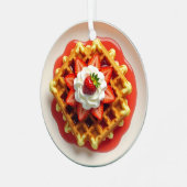 Waffeln, Erdbeeren und Weihnachtscreme Ornament Aus Metall (Vorderseite links)
