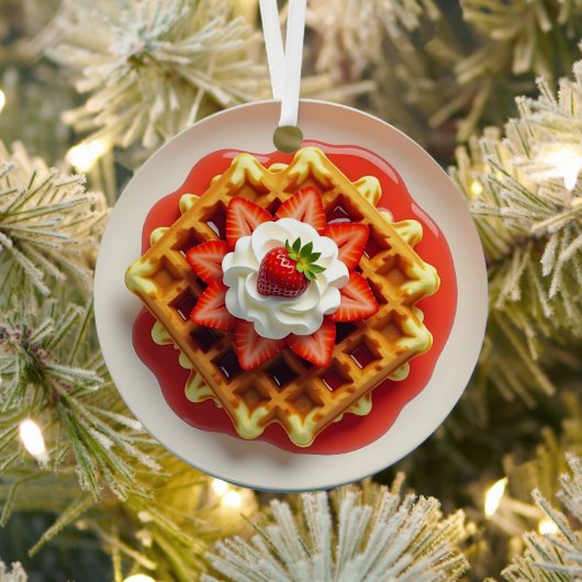 Waffeln, Erdbeeren und Weihnachtscreme Ornament Aus Metall (InSitu)