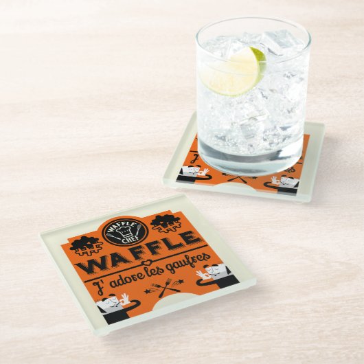 Waffeln Glasuntersetzer (Schrägansicht)