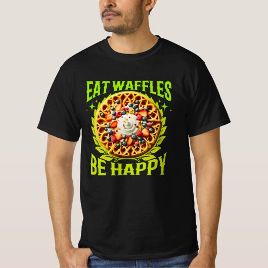 Waffeln glücklich essen T-Shirt (Vorderseite)