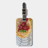 Waffeln, hausgemacht mit Johannisbeeren Gepäckanhänger (Vorderseite vertikal)