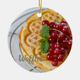 Waffeln, hausgemacht mit Johannisbeeren Keramik Ornament