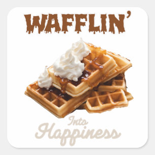 Waffeln" in Glück Quadratischer Aufkleber