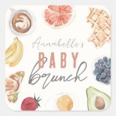 Waffeln Kaffee Frucht Wasserfarbe Babybrunch Quadratischer Aufkleber (Vorderseite)