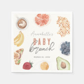 Waffeln Kaffee Frucht Wasserfarbe Babybrunch Serviette (Vorderseite)