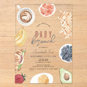 Waffeln Kaffee Früchte Wasserfarbe Baby Brunch Acryleinladungen