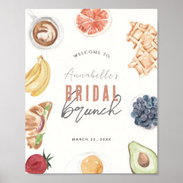 Waffeln Kaffee Obst Bridal Brunch Begrüßungszeiche Poster