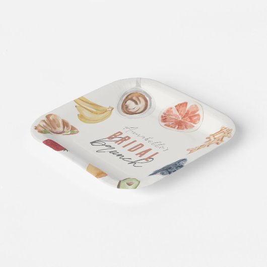Waffeln Kaffee Obst Wasserfarbe Bridal Brunch Pappteller (Gewinkelt)