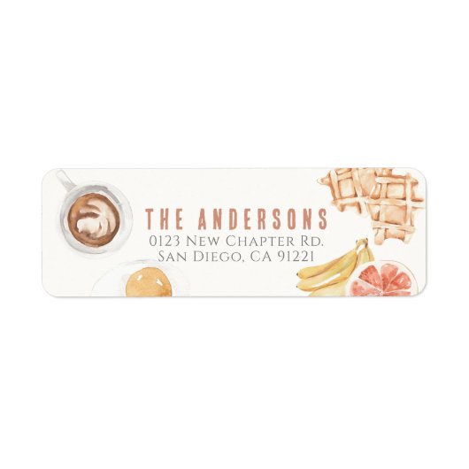 Waffeln Kaffee Obst Wasserfarben Brunch (Vorne)