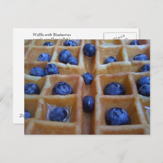 Waffeln mit Blueberries Postkarte (Vorne/Hinten)