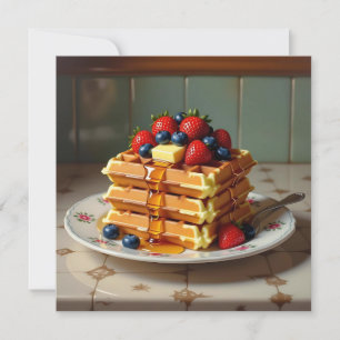 Waffeln mit Erdbeeren und Blaubeeren