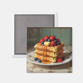 Waffeln mit Erdbeeren und Blaubeeren Magnet (Vorderseite/Rückseite)