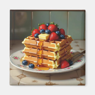Waffeln mit Erdbeeren und Blaubeeren Magnet