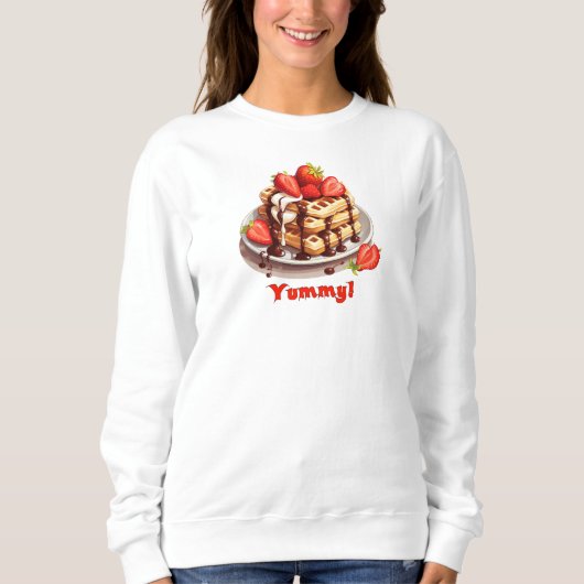 Waffeln mit Schokolade und Erdbeeren Sweatshirt (Vorderseite)