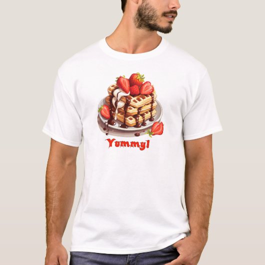 Waffeln mit Schokolade und Erdbeeren T-Shirt (Vorderseite)