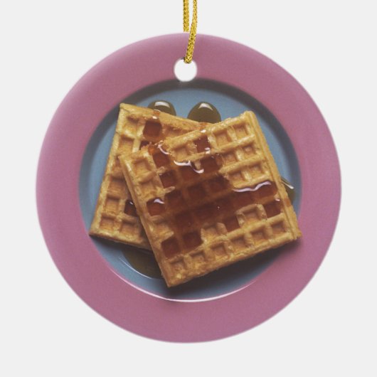 Waffeln mit Sirup Keramik Ornament (Vorne)